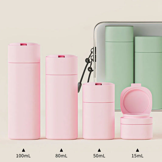 Portable Hydrating Makeup Dispensing Bottles – Refillable Squeeze Containers for Travel Lotions, Shampoos & Skincare
