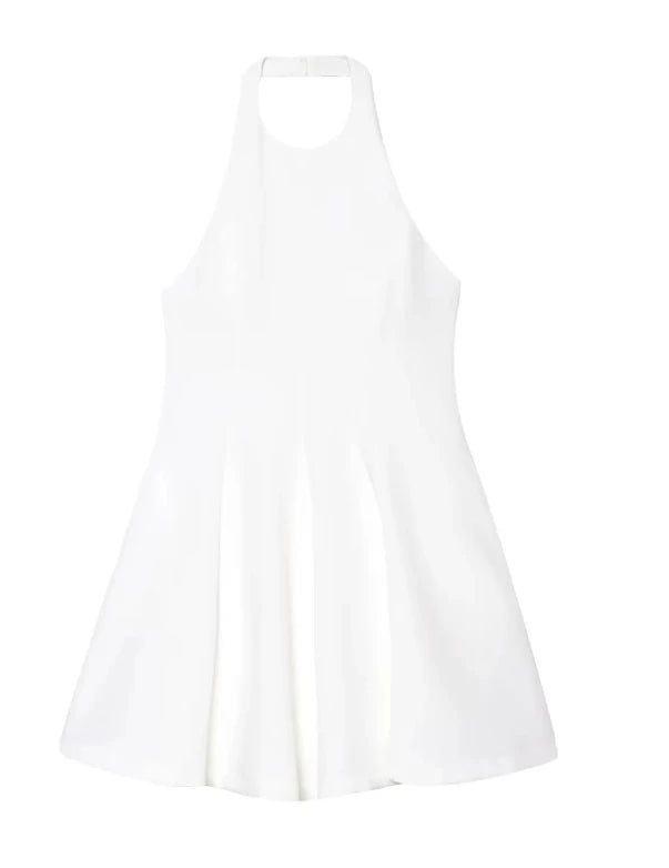 TRAF 2025 Woman Fashion Sleeveless Midi Dresses Casual Slim Wave Style Halter Neck Dress Vestidos Mujer