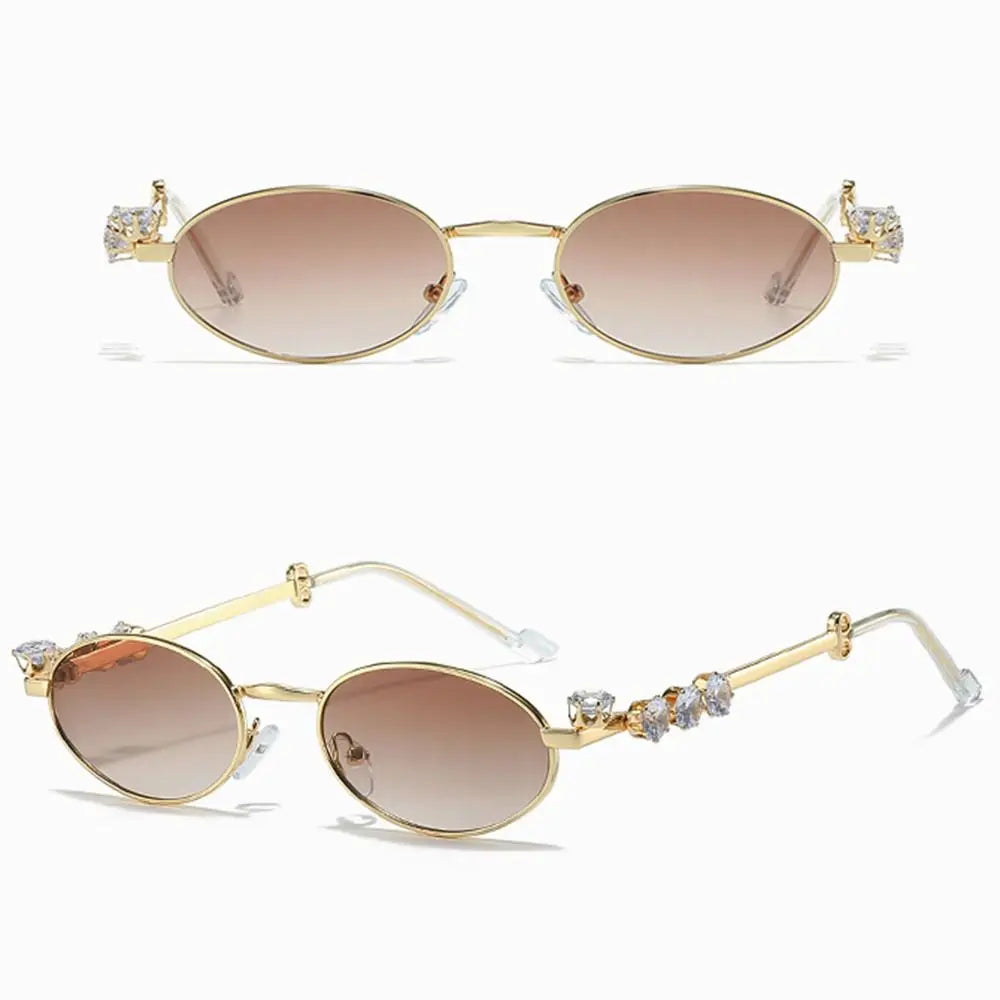 Convenient Bling Rhinestone Sunglasses INS Steampunk Oval Women Sunglasses Fashion Trendy Anti-Blue Light Spectacles Selfie Y2k
