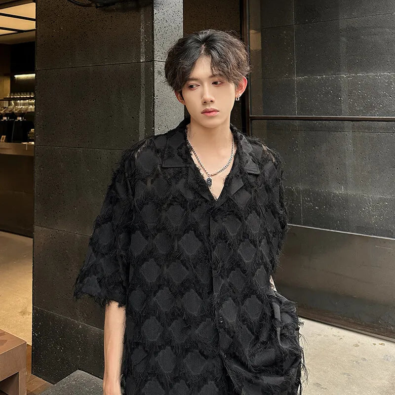 Loose Short‑Sleeve Suit‑Collar Shirt