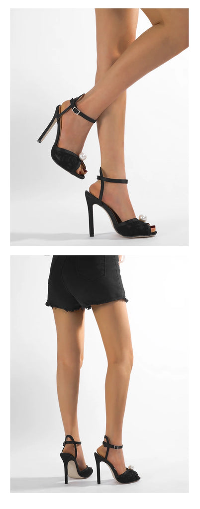Sexy Pearl Peep‑Toe High Heels