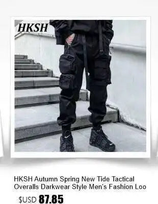 HKSH Spring Summer New Men's Tide Streetwear Cotton Solid Color Loose RO Style Short Sleeves Large Tees Chic Dark T-shirt HK2008