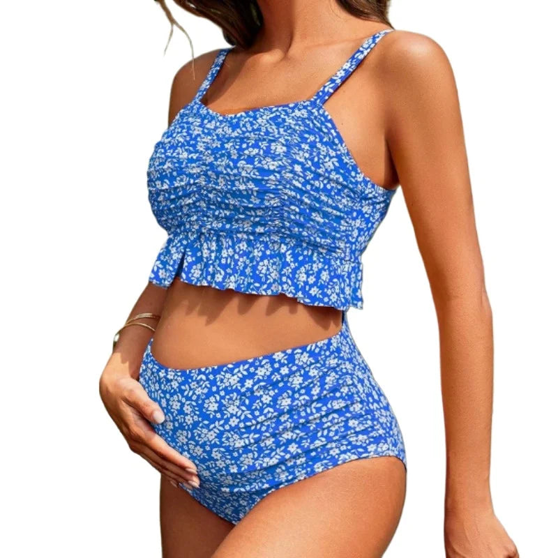 2025 Maternity Totem Print Swimsuit – Women’s 3‑Piece Pregnancy Swimwear Set