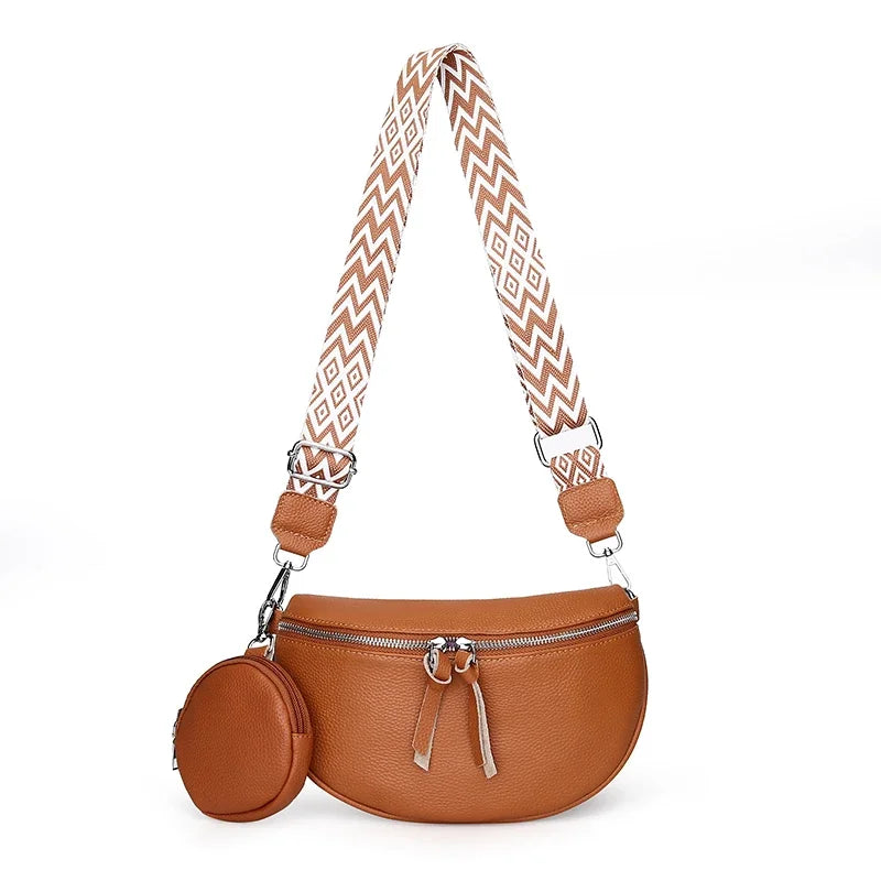 Luxury Genuine Leather Woman Chest Bag High Quality Cow Leather Women's Crossbody Bag With Small Purse Female Handbags Waist Bag