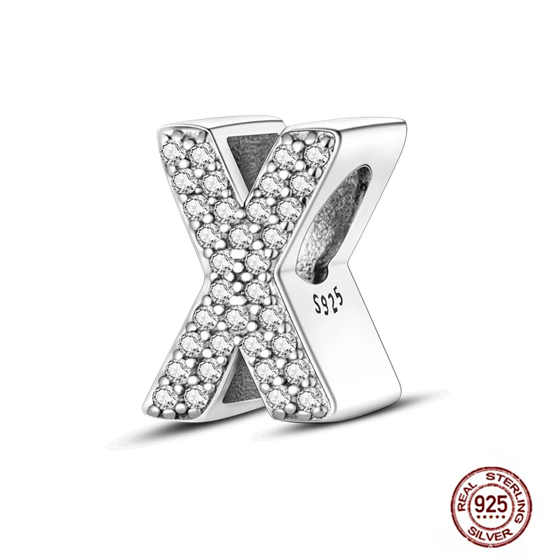 Fit Pendant Original Bracelets Charms Plata De Ley 925 Silver 26 A-Z Alphabet Letters Charm Beads For Women DIY Birthday Jewelry