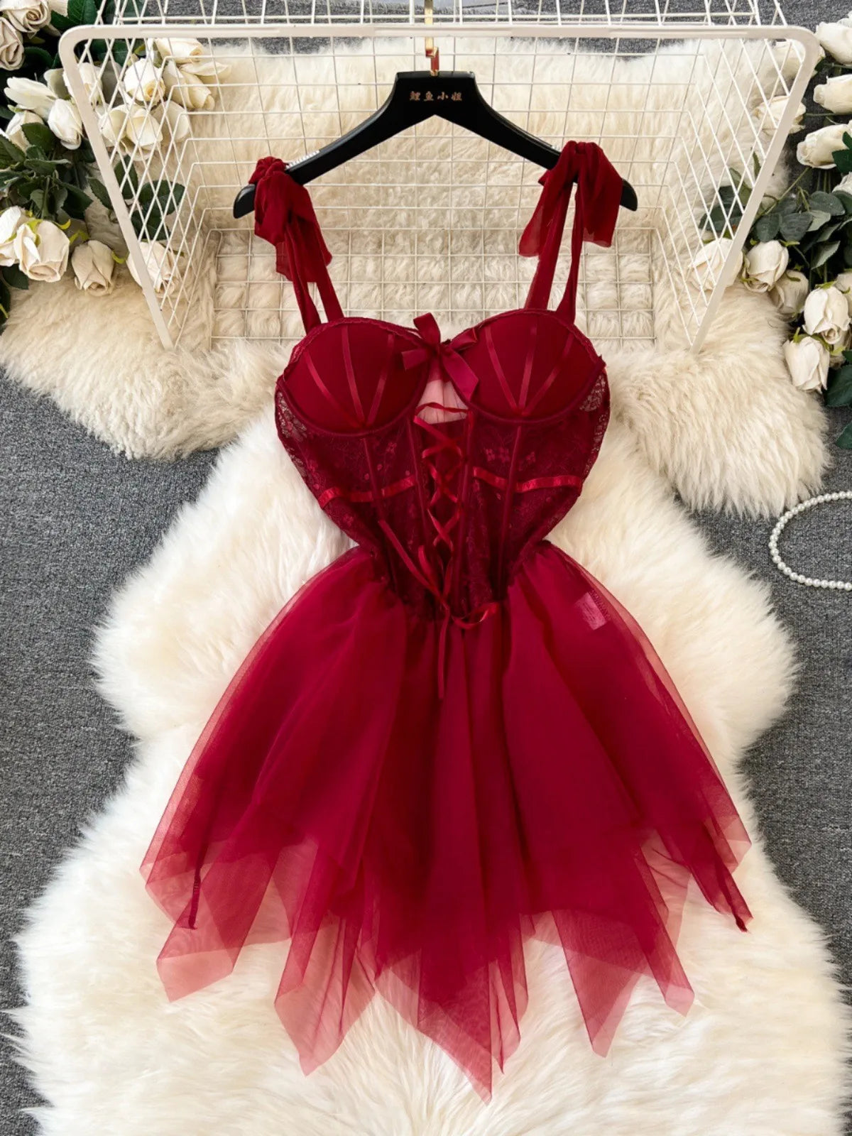 Gauze Spaghetti Strap Wedding Role‑Play Sleepwear