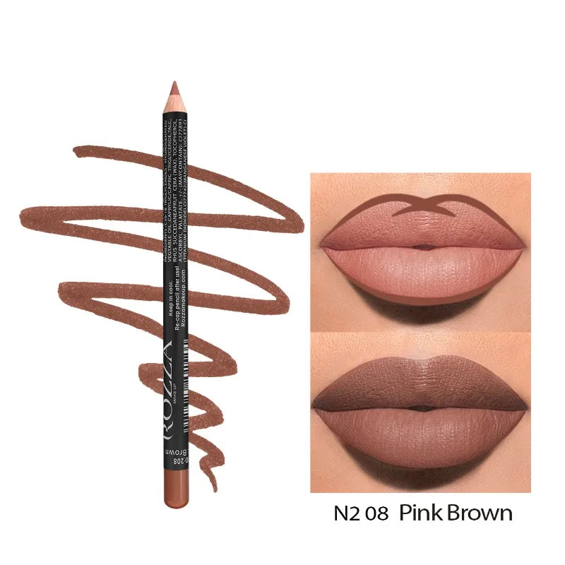 14‑Color Nude Matte Lip Liner Pencil – Long‑Lasting, Waterproof & High‑Pigment Slim Lip Pencil