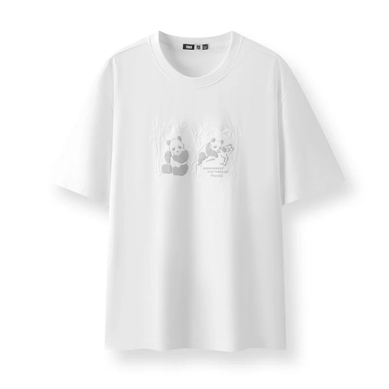 Semir Short Sleeve T-Shirt Men 2025 New Summer Cool Feeling Panda Print Embroidered Loose Top for Trendy and Comfortable Style