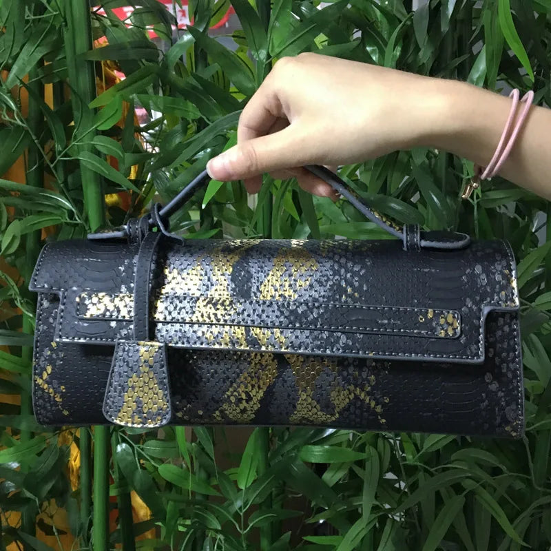Hot Brand Design Ostrich/Snake Print Women Bag Handbag Ladies Handbags Fashion Luxury Brands Women's Long Handbags Shoulder Bags