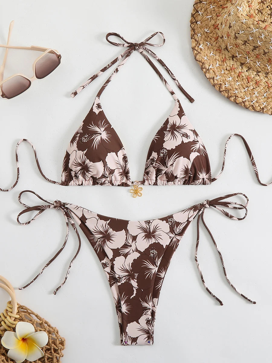 Trendy Two‑Piece Thong Swimsuit