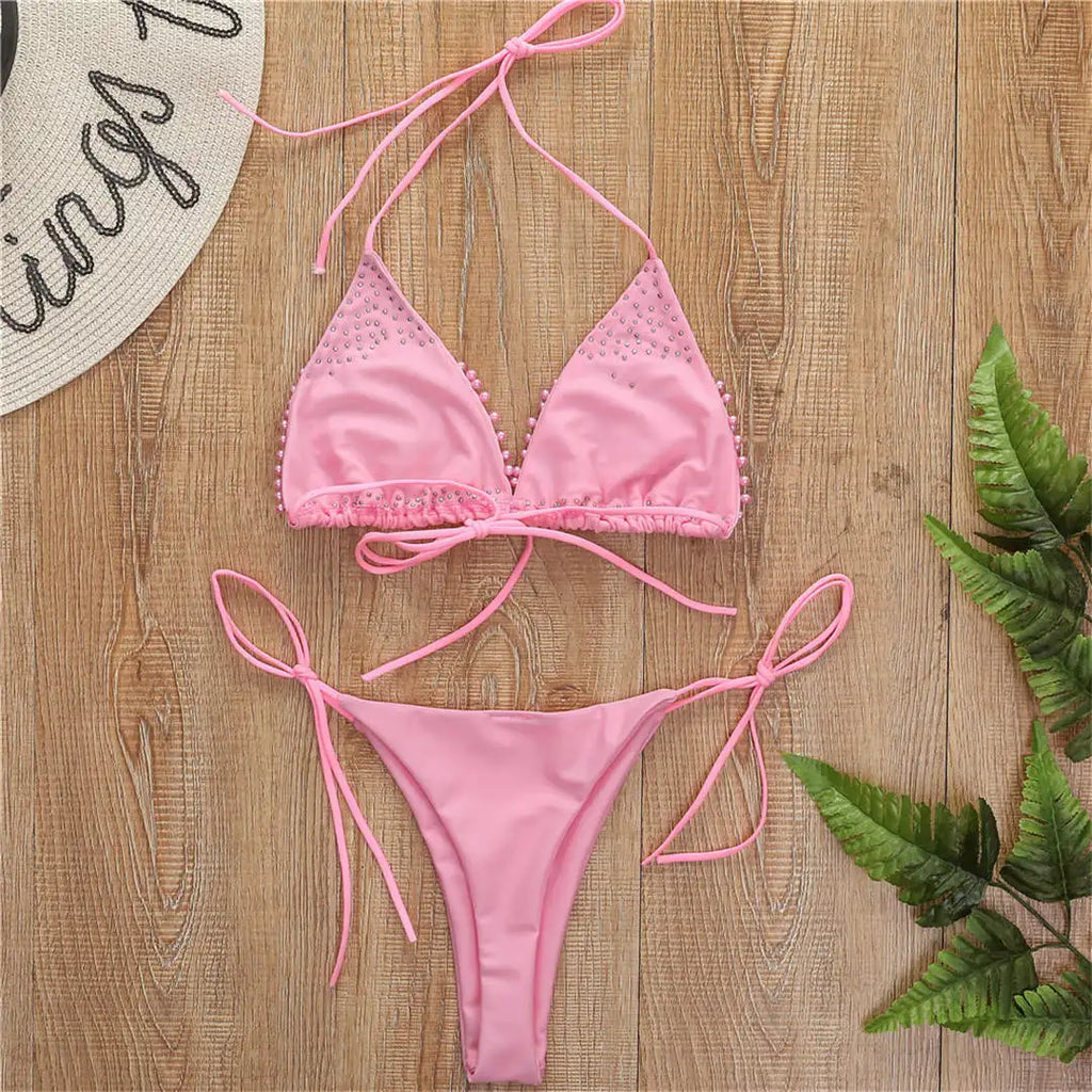 Luxury Pearl Halter Mini Bikini