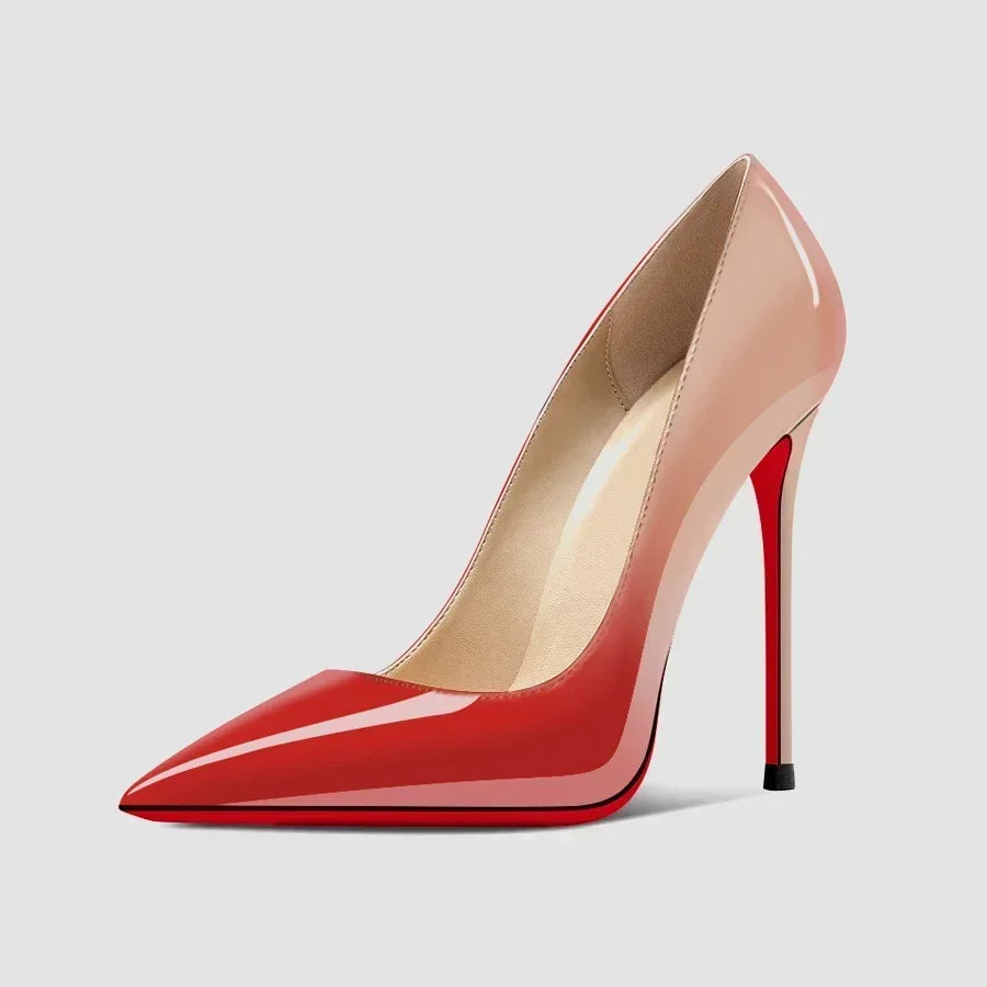 Women’s Gradient Red‑Bottom Leopard High Heels
