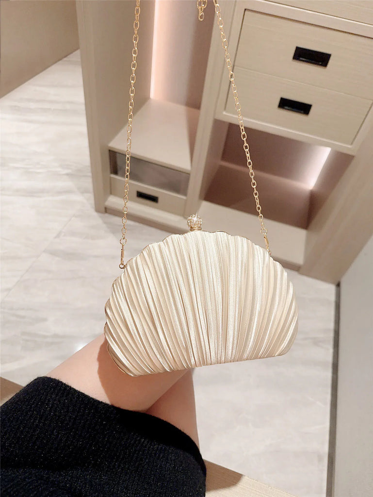New Shell Evening Bag Cheongsam Diamond Clutch Bag Chain Bag Evening Dress Bag Pleated Bag Banquet Bag