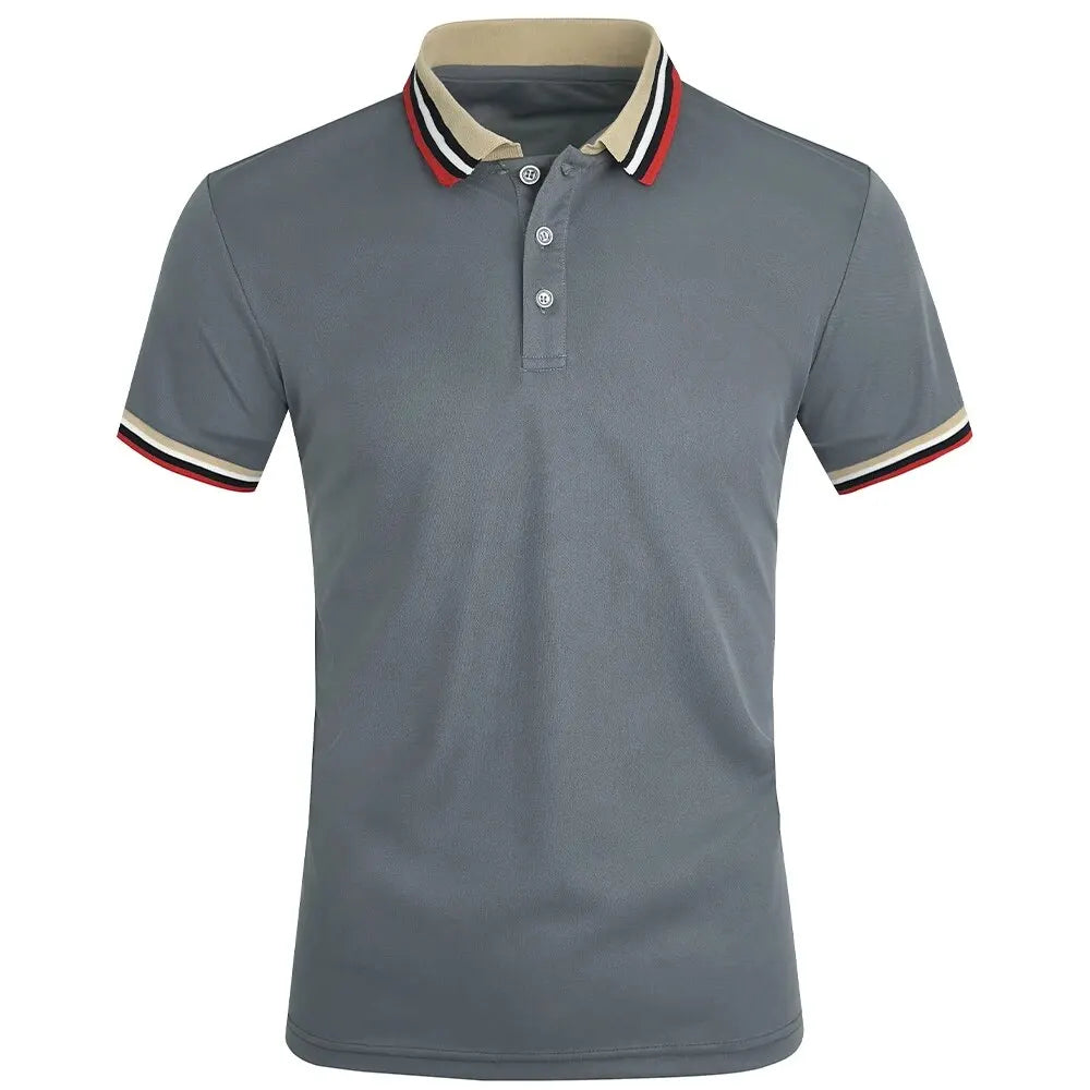 Men’s Summer Cotton Polo Shirt – Breathable Solid/Striped Short‑Sleeve Business‑Casual Top