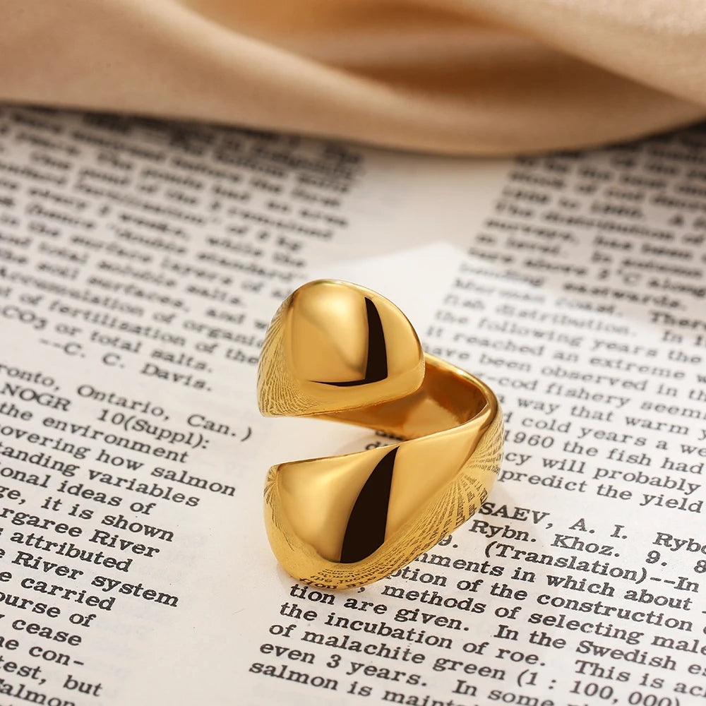 Vintage Stainless Steel Rings for Women Punk Chunky Irregular Smooth Adjustable Open Ring Jewelry Weddings Gifts