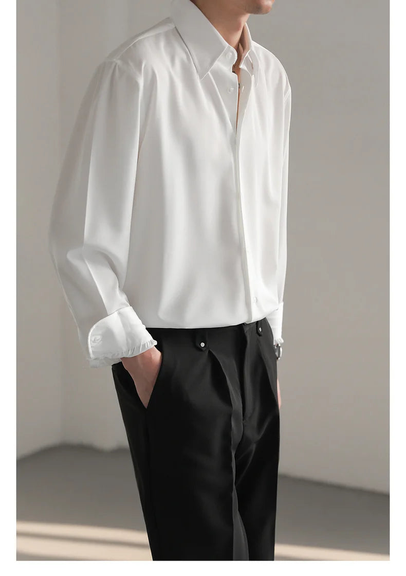 Korean Loose Ice‑Silk Shirt