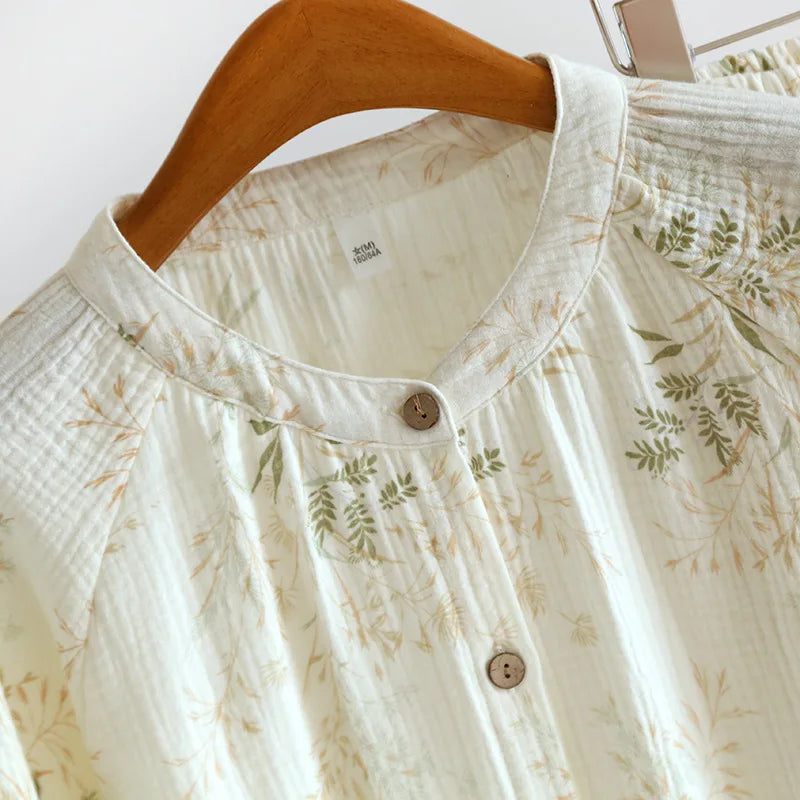 crepe long‑sleeve pajama set