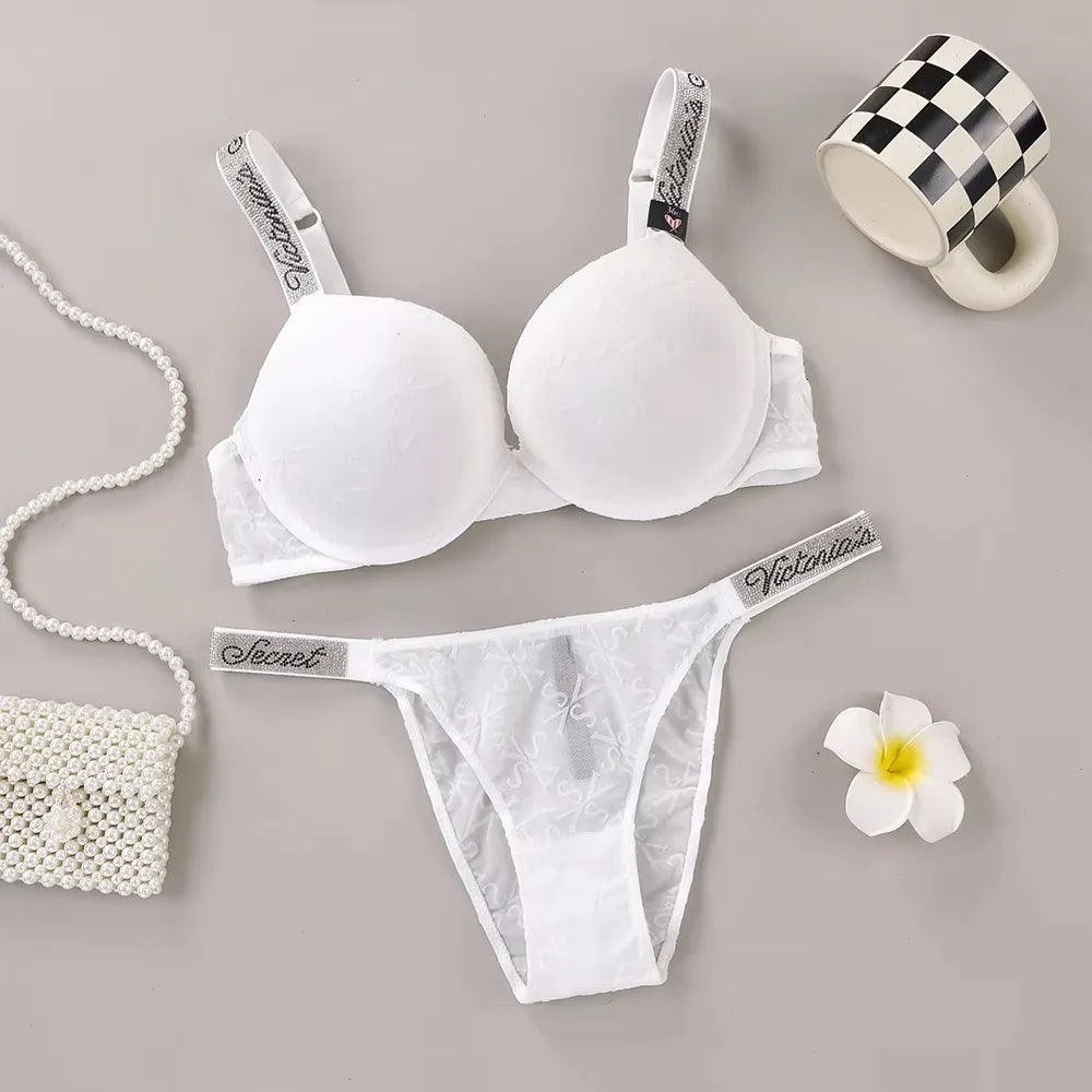 Victoria's Secret Women's New Sexy Lingerie Sporty Classic Padded Adjustable push up Lingerie Underwear Set Bras and Panty Set