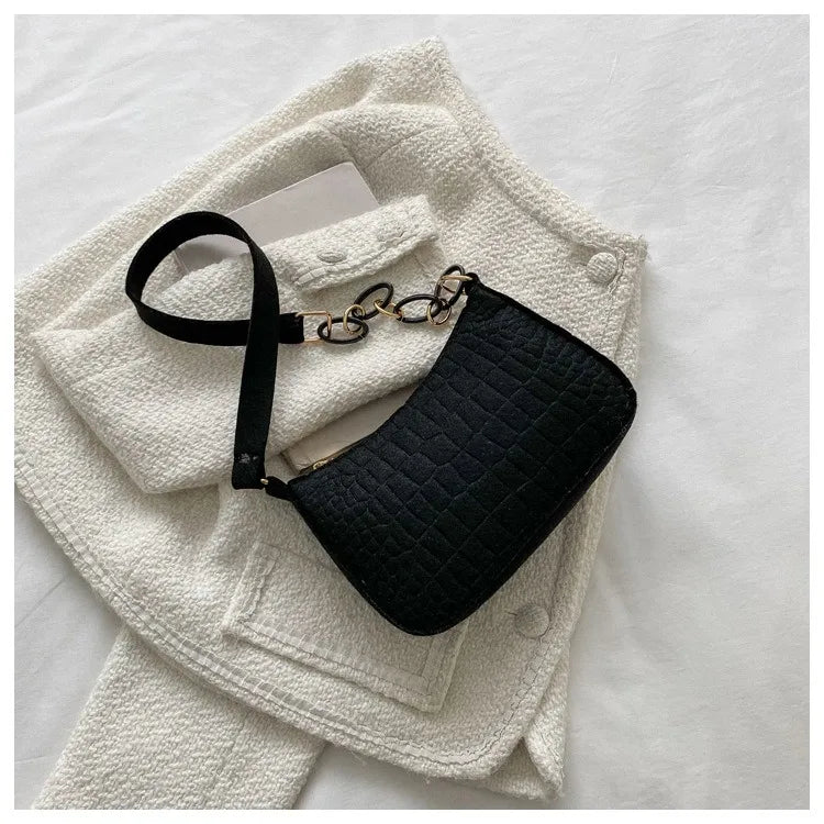 Felt Embossed Multi-Use Handbag for Women, Stylish Crossbody Shoulder Tote & Clutch, Portable Makeup Bag Organizer