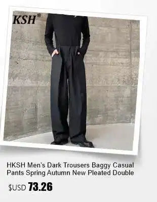 HKSH Spring Summer New Men's Tide Streetwear Cotton Solid Color Loose RO Style Short Sleeves Large Tees Chic Dark T-shirt HK2008