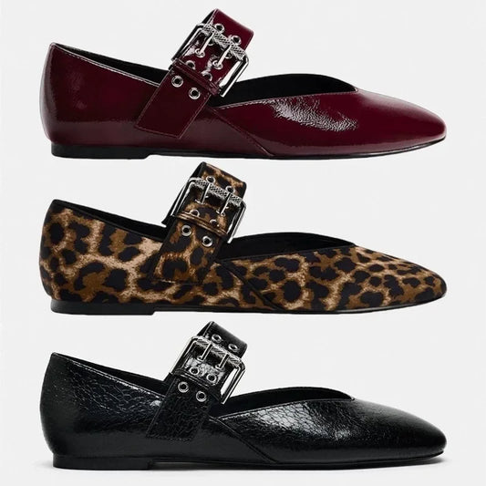 Women Flats New Leopard Print Comfortable Soft Round Toe Flat Shoes for Women Ballet Mary Jane Shoes for Women Zapatos De Mujer