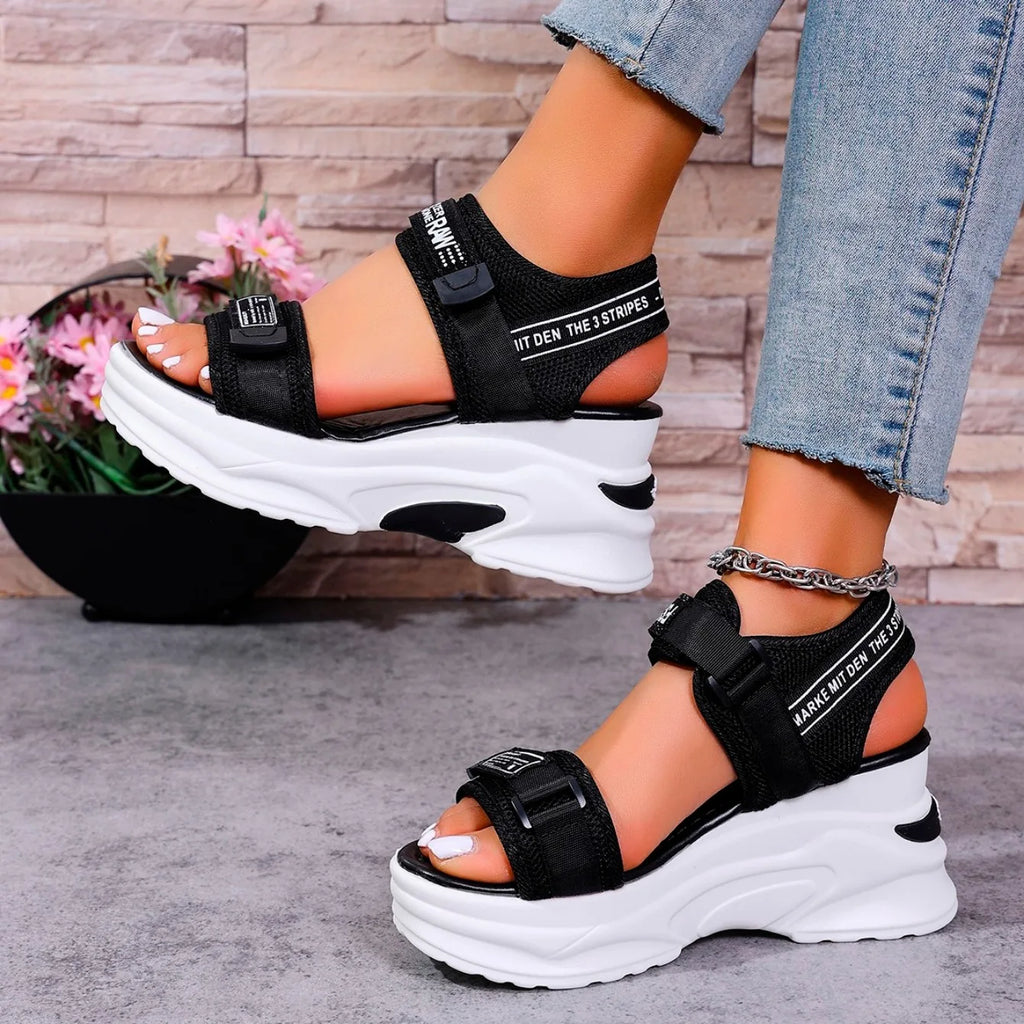 Women’s Platform Wedge Sandals — Lightweight Velcro Beach Sandals Zapatos De Mujer