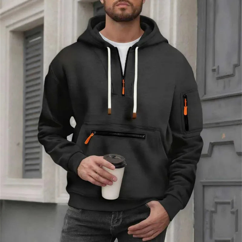 Multi‑Pocket Arm‑Zipper Hoodie