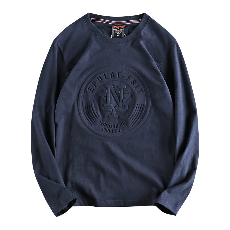 American Retro 3D Letter Long‑Sleeve T‑Shirt