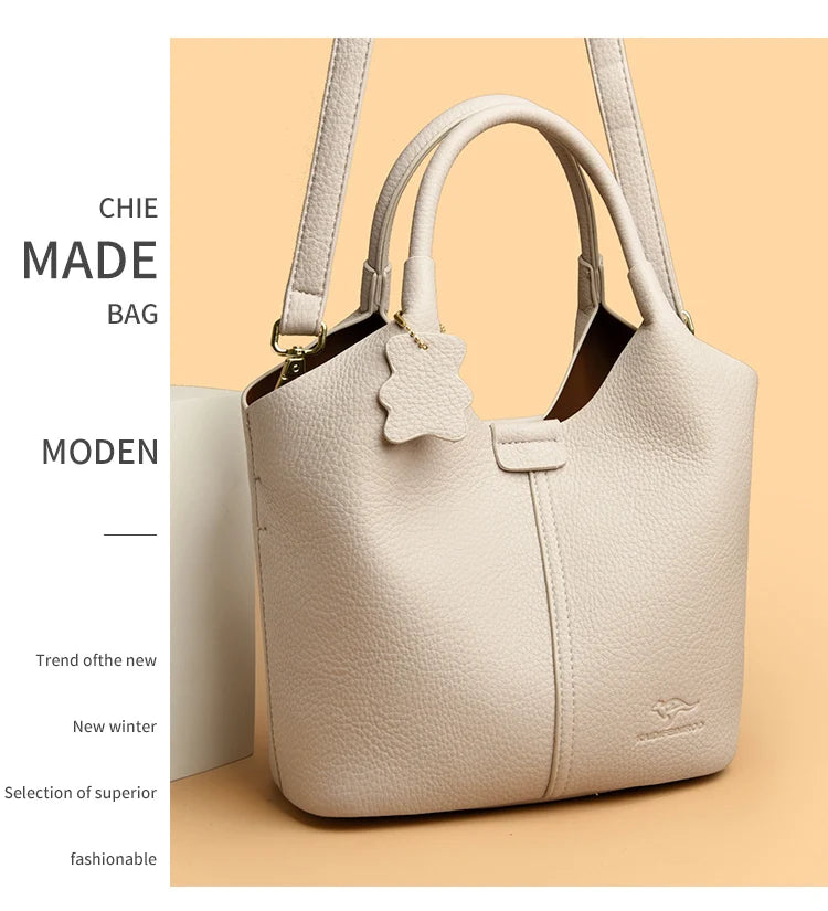 Soft Leather Handbags for Women Vintage Shoulder Bag Luxury Designer Ladies Large Capacity Bags Sac A Main
