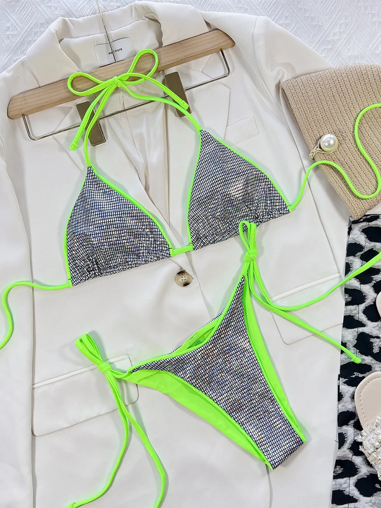 Women’s 2025 Leopard Micro Bikini – Brazilian Thong Halter Lace‑Up Swimsuit, Sexy Two‑Piece BeachwearSexy Leopard Micro Bikini 2025 Women Swimsuit Female Swimwear Thong Bikinis Set Brazilian Halter Beach Wear Lace Up Bathing Suit