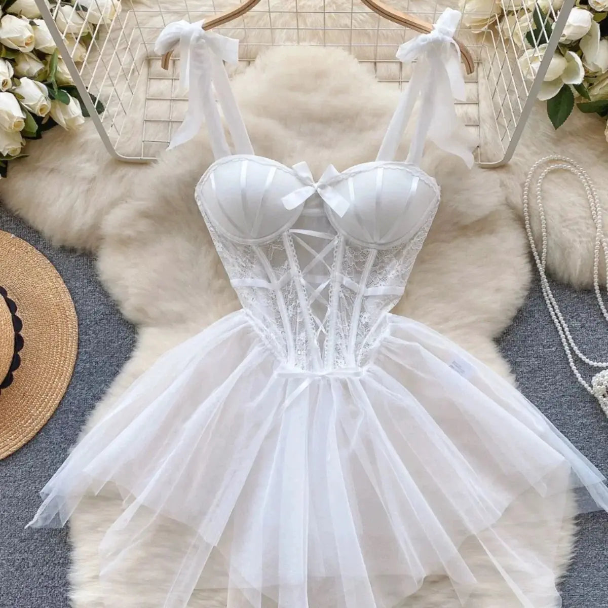 Gauze Spaghetti Strap Wedding Role‑Play Sleepwear