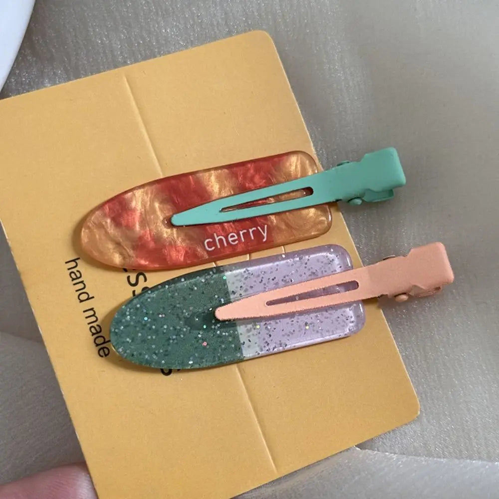 Geometry Traceless Hairpin Cute Cherry Bangs Clip Fruit Hairpin Duckbill Clip Korean Style Makeup Hair Clip Kids