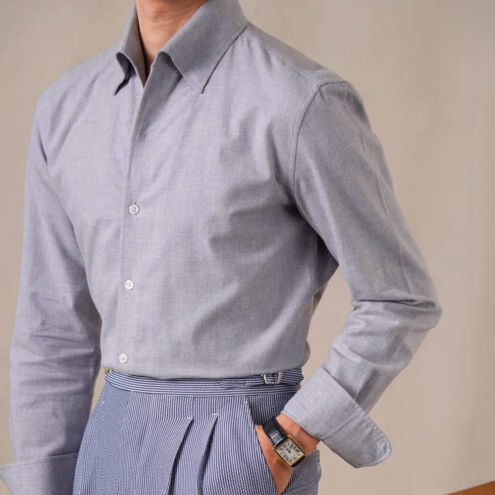 100% Cotton Blend Business Formal Men Shirts Italian Style One-Piece Collar Long Sleeve Shirt Men 2026 Casual Camiseta Masculina
