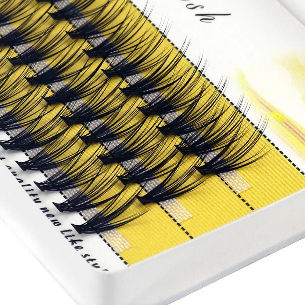20D L‑Type Cluster Eyelash Extensions – 3D Natural Russian Volume Fans (60 Bundles per Box)