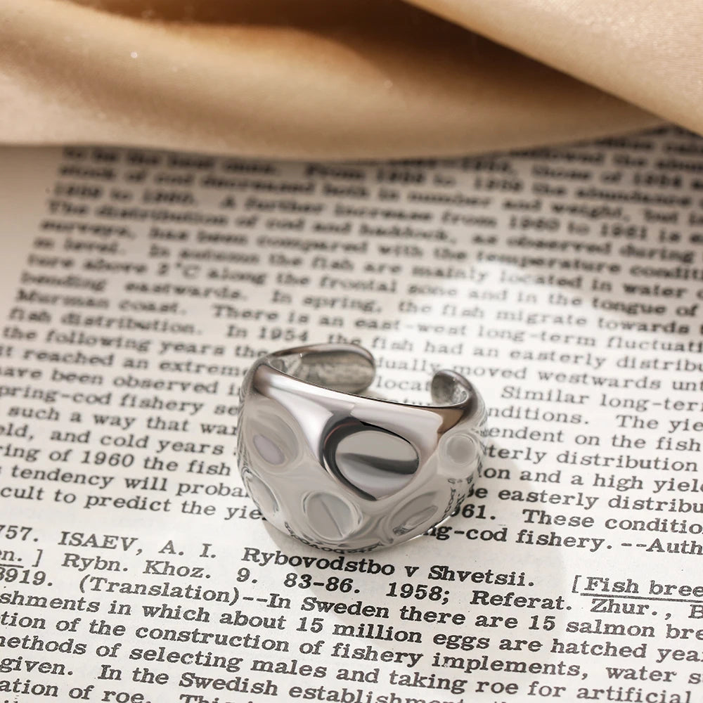 Vintage Stainless Steel Rings for Women Punk Chunky Irregular Smooth Adjustable Open Ring Jewelry Weddings Gifts