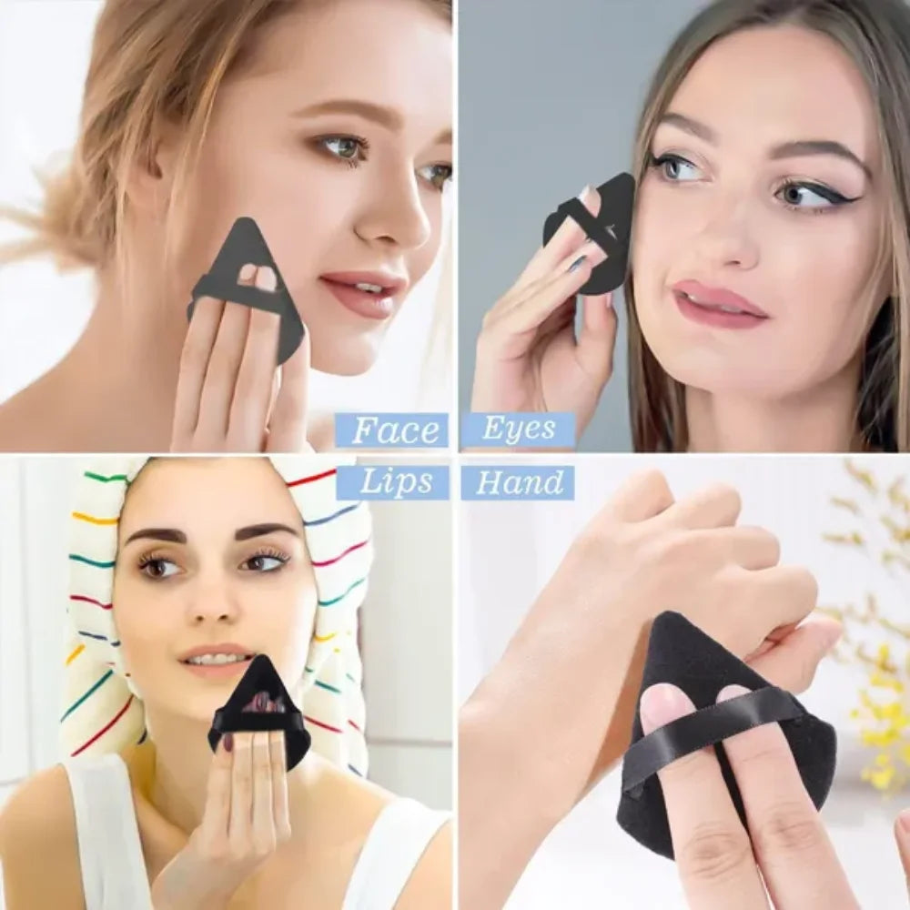 10Pcs Triangle Powder Puff Mini Face Makeup Sponge Cosmetics Soft Cotton Face Powder Puff Washable Velvet Makeup Puff Tools