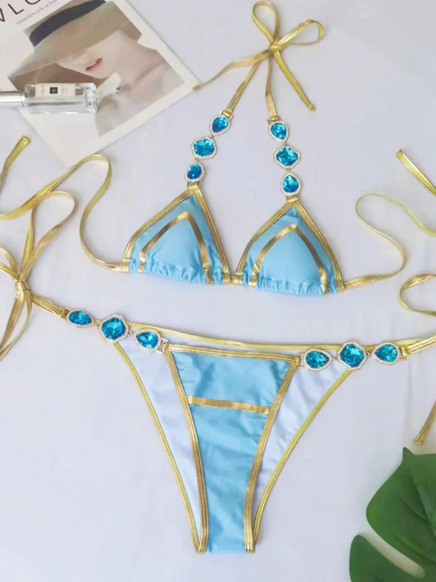 Halter Crystal Rhinestone Bikini
