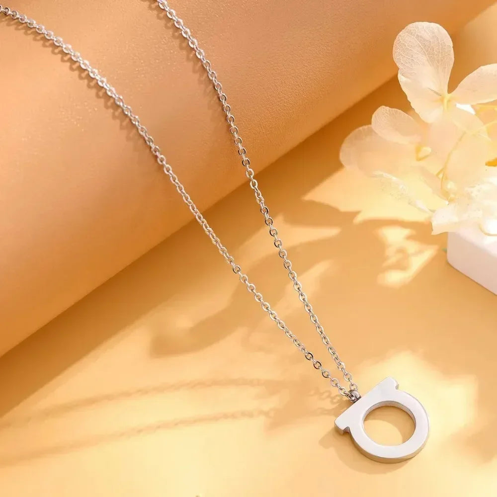 Titanium Steel Minimalist D-Shaped Necklace Bracelet Earrings Set, Plated Women's Collarbone Chain, Personalized Trendy Style