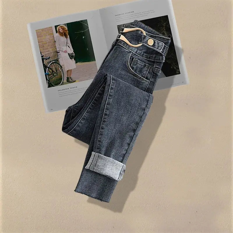 Women Spring/Summer New Matching Set 2025 Korean Elegant Striped Shirt Top+Jeans Two Piece Female Loose Blouse Denim Pants Suit
