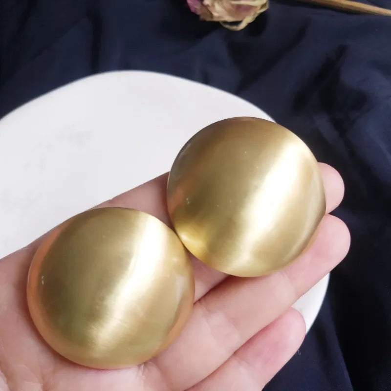 Big Round Frosted Gold Stud Earring for Women