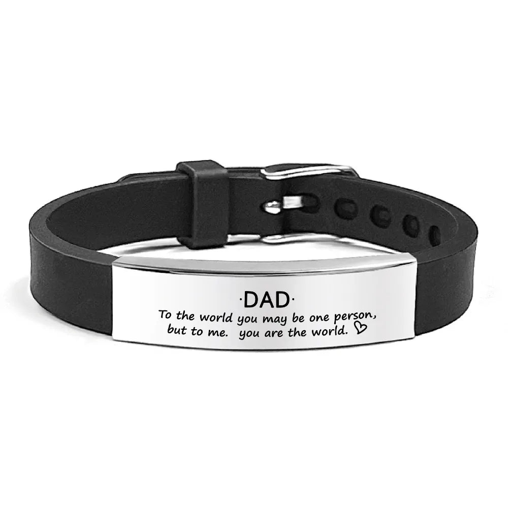 Inspirational Quote Bracelet for Father – Stainless Steel Adjustable Wristband Gift for Men