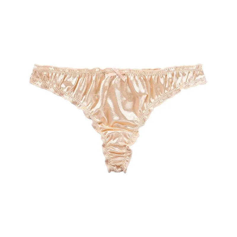 Frill‑Trim Satin Ice‑Silk Seamless Panties
