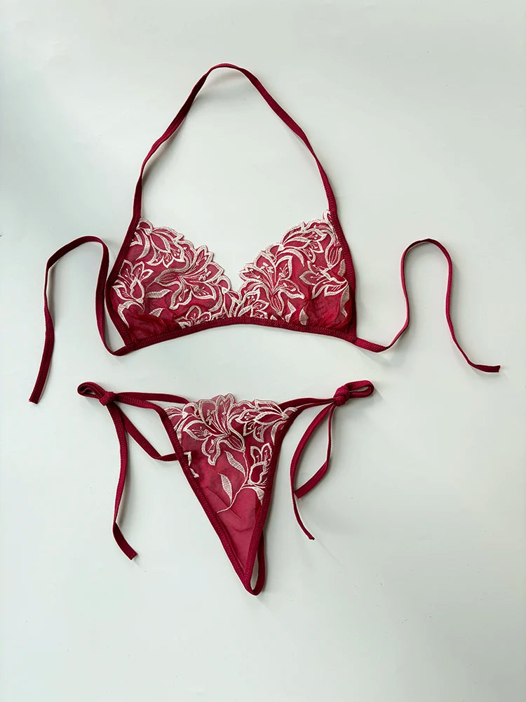 Custom Name Crystal Letter Lace Lingerie Set