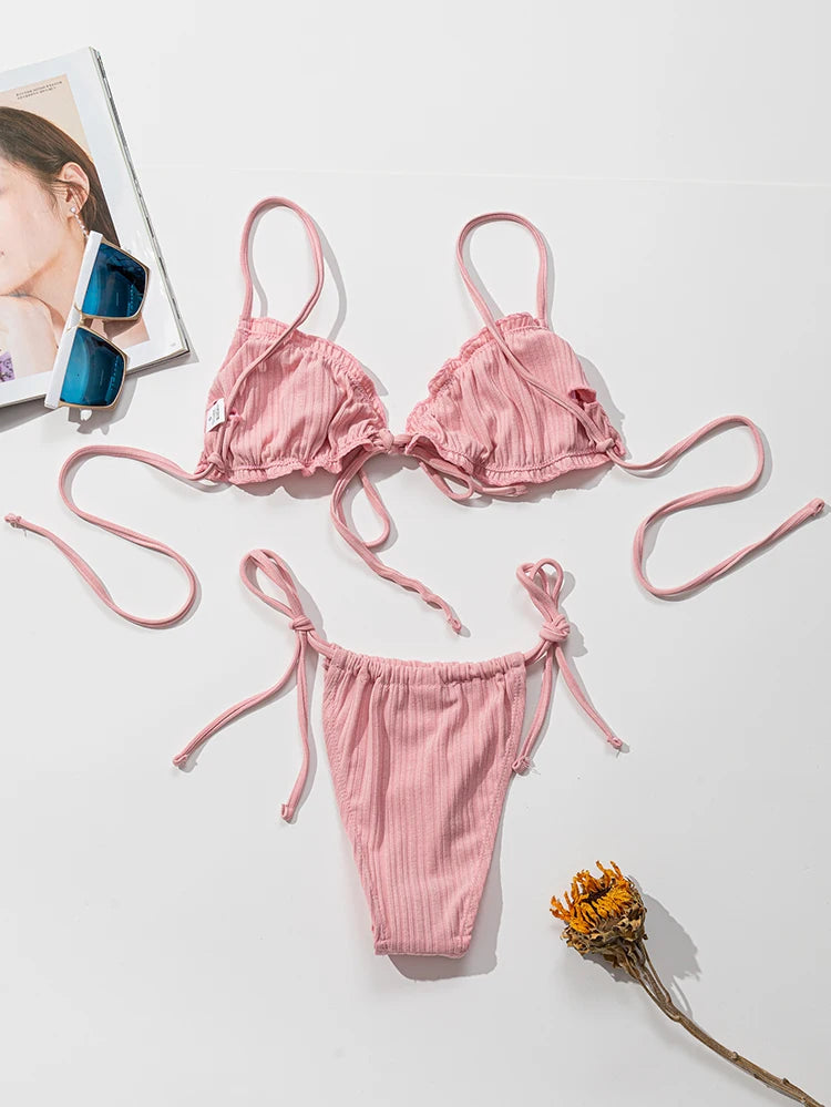Sexy Pit‑Stripe Bikini Set