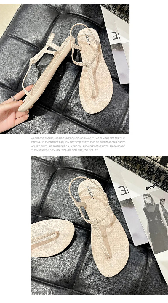 Women’s Bohemian Flat Sandals — Summer Clip‑Toe Flip Flops Casual Comfort Beach Shoes