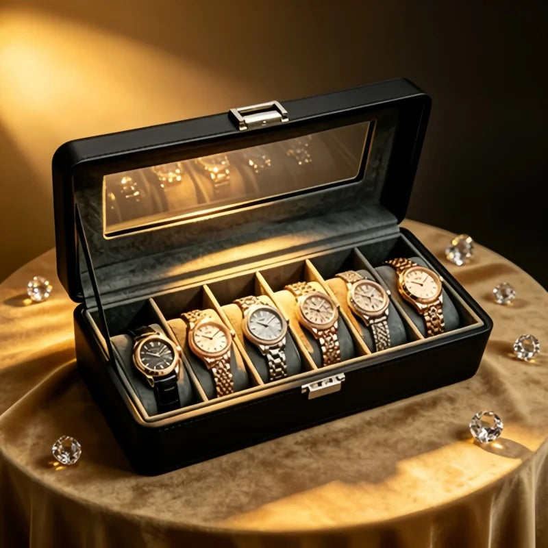 6‑Slot Lockable Watch Box Set – The Perfect Father’s Day & Birthday Gift for Dad or Husband