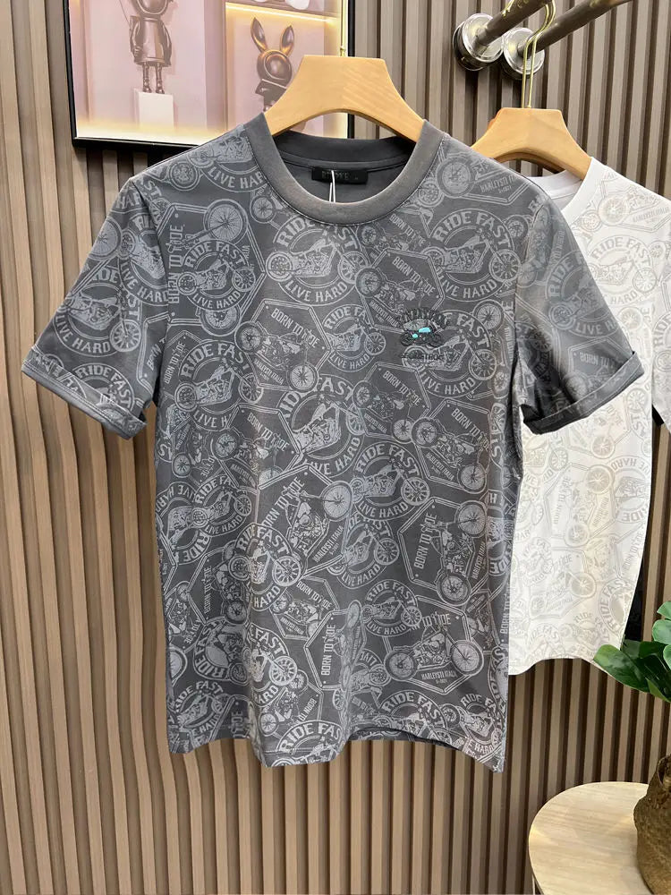 Embroidered Black Graphic T‑Shirt