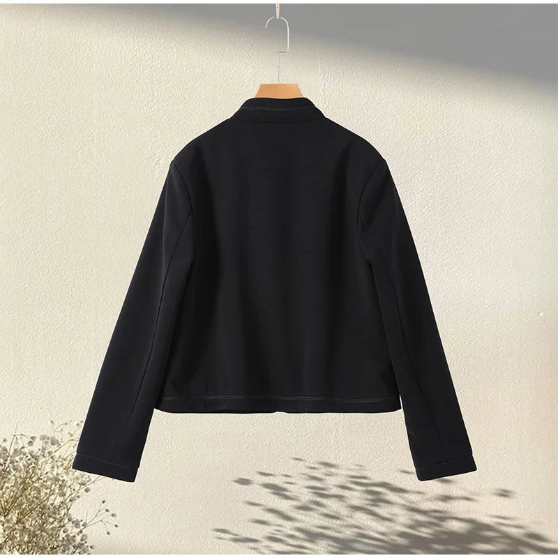Napoleon Golden Short Jacket Women Vintage Stand Collar Long Sleeve Cropped Jackets 2026 Spring New Lady Outwear High Street