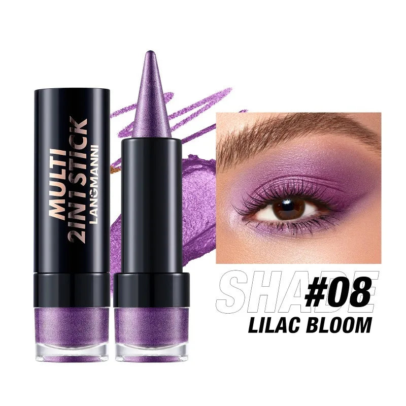 NEW 2 IN 1 Pearlescent Eye Shadow Pen Pointed Eyeliner Stick Caramel Brown Black Eyeshadow Makeup Silky Smooth Lasting Eyeshadow