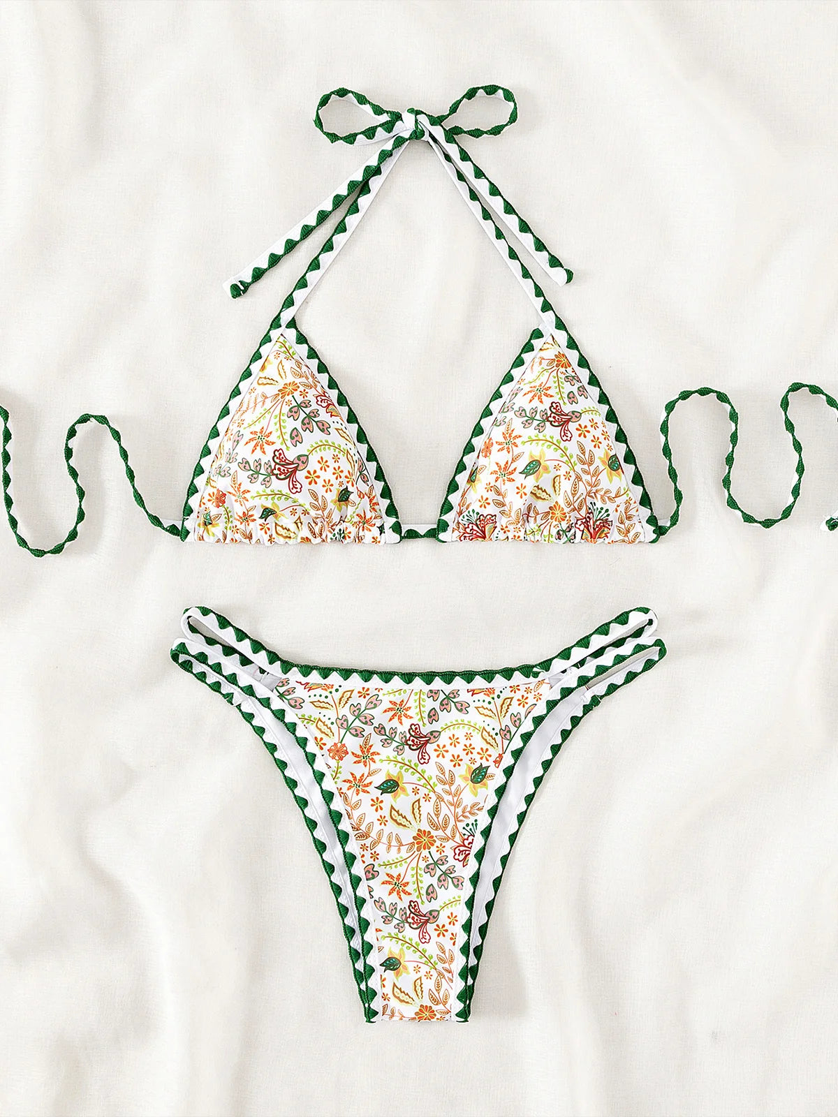 Flower Print Halter Brazilian Bikini